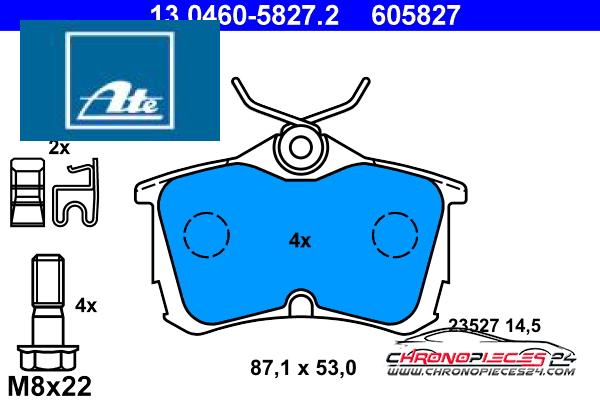 Achat de ATE 13.0460-5827.2 Kit de plaquettes de frein, frein à disque pas chères