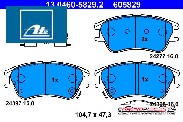 Achat de ATE 13.0460-5829.2 Kit de plaquettes de frein, frein à disque pas chères