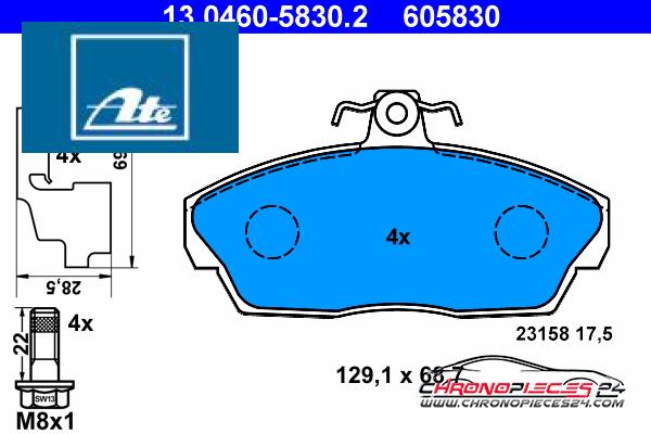 Achat de ATE 13.0460-5830.2 Kit de plaquettes de frein, frein à disque pas chères