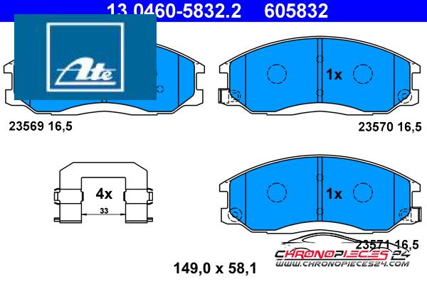 Achat de ATE 13.0460-5832.2 Kit de plaquettes de frein, frein à disque pas chères