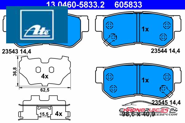 Achat de ATE 13.0460-5833.2 Kit de plaquettes de frein, frein à disque pas chères