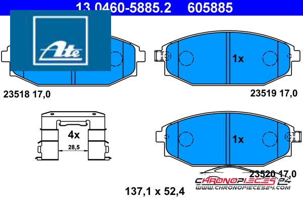 Achat de ATE 13.0460-5885.2 Kit de plaquettes de frein, frein à disque pas chères