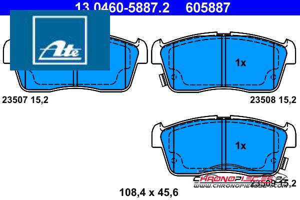 Achat de ATE 13.0460-5887.2 Kit de plaquettes de frein, frein à disque pas chères