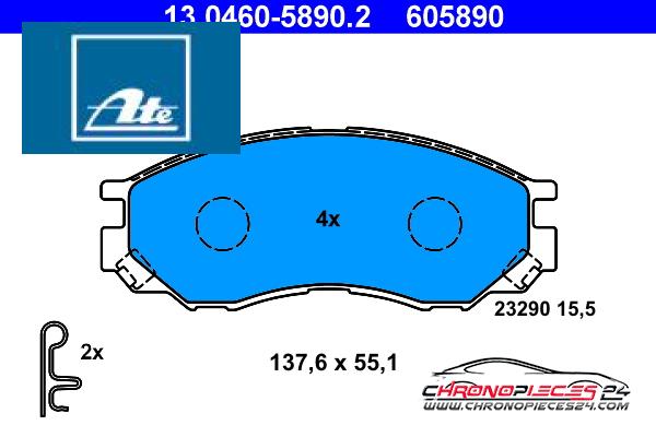 Achat de ATE 13.0460-5890.2 Kit de plaquettes de frein, frein à disque pas chères