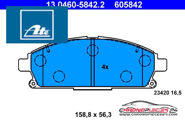 Achat de ATE 13.0460-5842.2 Kit de plaquettes de frein, frein à disque pas chères