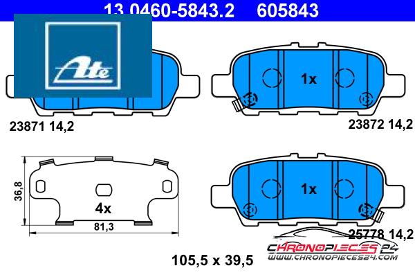 Achat de ATE 13.0460-5843.2 Kit de plaquettes de frein, frein à disque pas chères