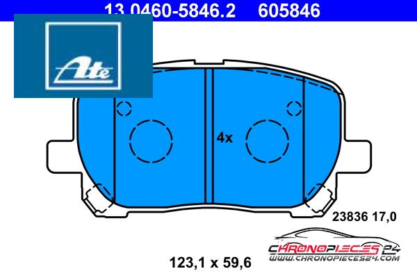 Achat de ATE 13.0460-5846.2 Kit de plaquettes de frein, frein à disque pas chères