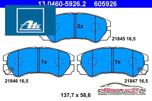 Achat de ATE 13.0460-5926.2 Kit de plaquettes de frein, frein à disque pas chères