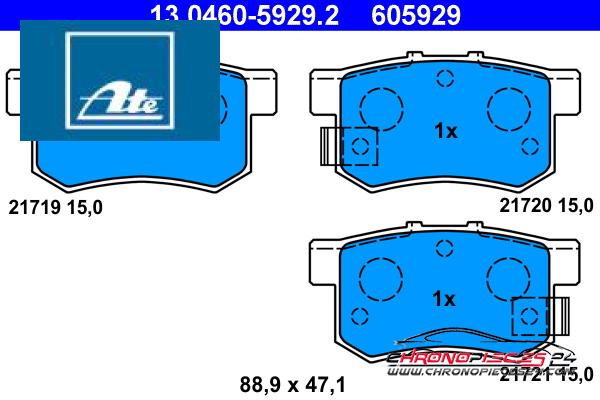 Achat de ATE 13.0460-5929.2 Kit de plaquettes de frein, frein à disque pas chères