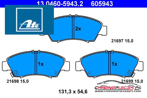 Achat de ATE 13.0460-5943.2 Kit de plaquettes de frein, frein à disque pas chères