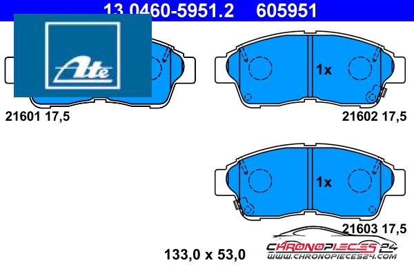 Achat de ATE 13.0460-5951.2 Kit de plaquettes de frein, frein à disque pas chères