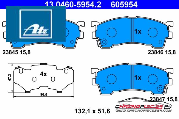 Achat de ATE 13.0460-5954.2 Kit de plaquettes de frein, frein à disque pas chères