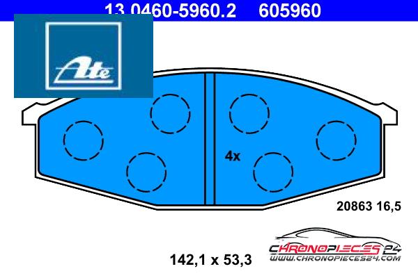 Achat de ATE 13.0460-5960.2 Kit de plaquettes de frein, frein à disque pas chères