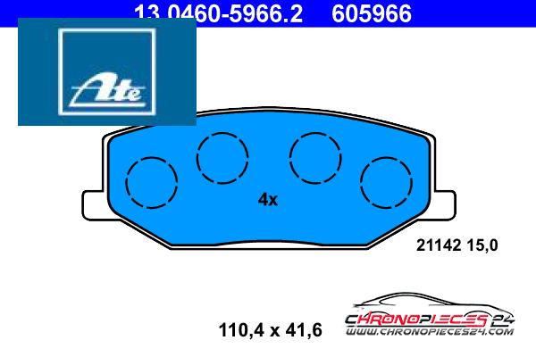 Achat de ATE 13.0460-5966.2 Kit de plaquettes de frein, frein à disque pas chères