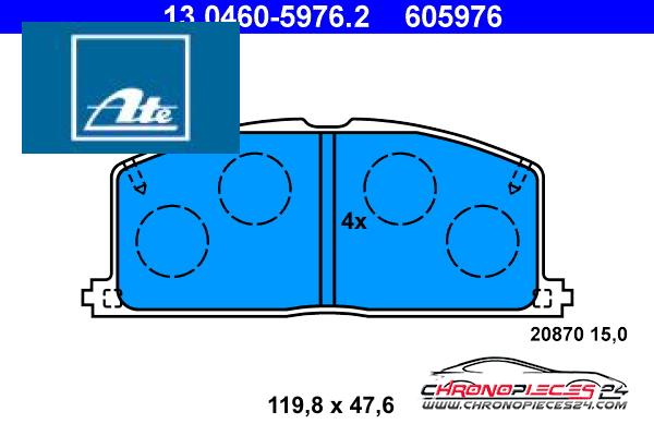 Achat de ATE 13.0460-5976.2 Kit de plaquettes de frein, frein à disque pas chères