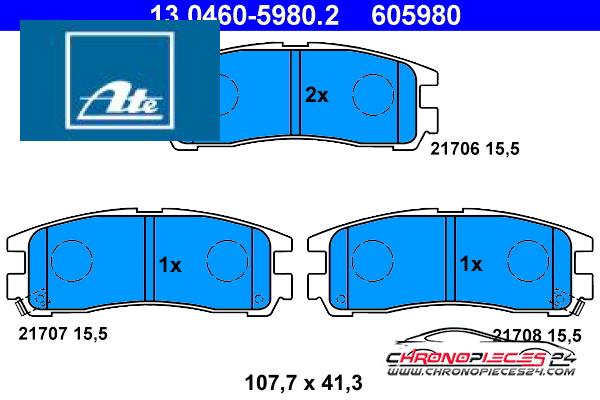 Achat de ATE 13.0460-5980.2 Kit de plaquettes de frein, frein à disque pas chères