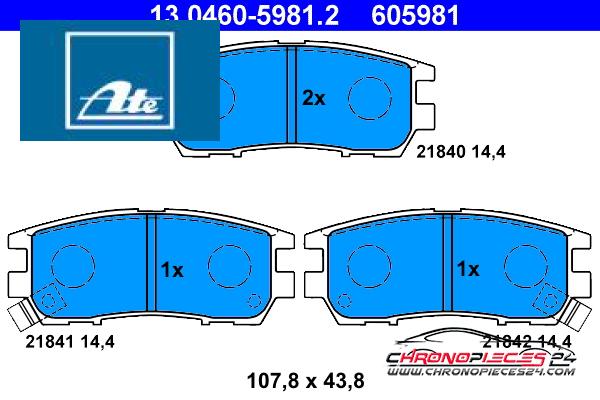 Achat de ATE 13.0460-5981.2 Kit de plaquettes de frein, frein à disque pas chères