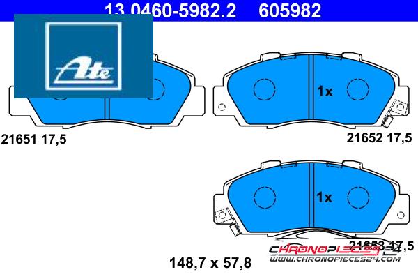 Achat de ATE 13.0460-5982.2 Kit de plaquettes de frein, frein à disque pas chères