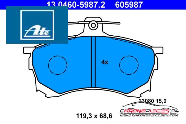 Achat de ATE 13.0460-5987.2 Kit de plaquettes de frein, frein à disque pas chères