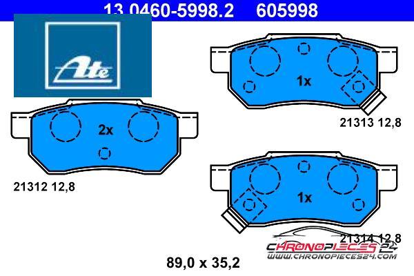 Achat de ATE 13.0460-5998.2 Kit de plaquettes de frein, frein à disque pas chères