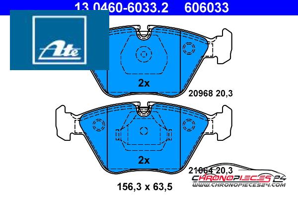 Achat de ATE 13.0460-6033.2 Kit de plaquettes de frein, frein à disque pas chères