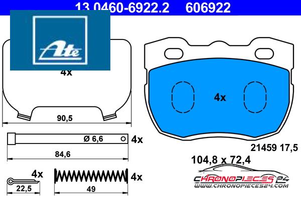 Achat de ATE 13.0460-6922.2 Kit de plaquettes de frein, frein à disque pas chères