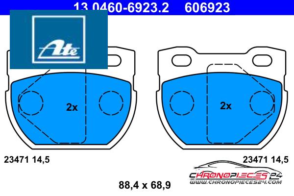 Achat de ATE 13.0460-6923.2 Kit de plaquettes de frein, frein à disque pas chères