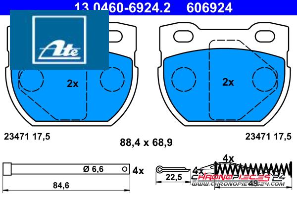 Achat de ATE 13.0460-6924.2 Kit de plaquettes de frein, frein à disque pas chères