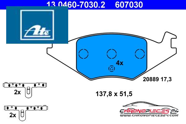 Achat de ATE 13.0460-7030.2 Kit de plaquettes de frein, frein à disque pas chères