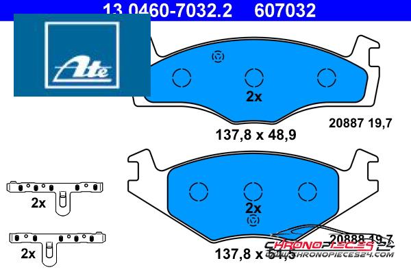 Achat de ATE 13.0460-7032.2 Kit de plaquettes de frein, frein à disque pas chères