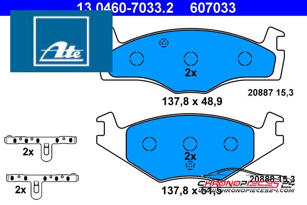 Achat de ATE 13.0460-7033.2 Kit de plaquettes de frein, frein à disque pas chères