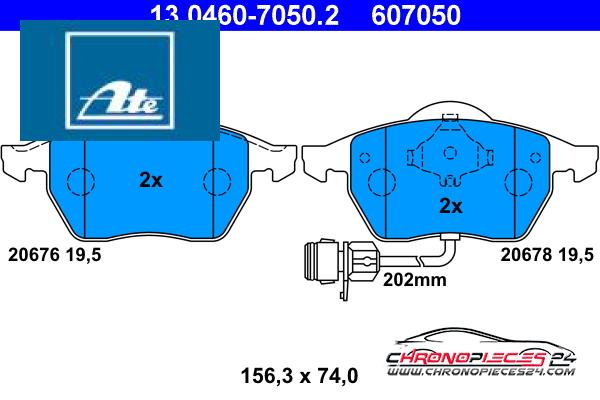 Achat de ATE 13.0460-7050.2 Kit de plaquettes de frein, frein à disque pas chères