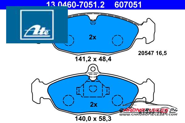 Achat de ATE 13.0460-7051.2 Kit de plaquettes de frein, frein à disque pas chères