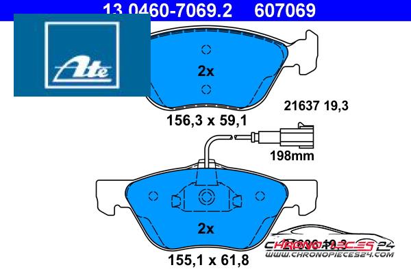 Achat de ATE 13.0460-7069.2 Kit de plaquettes de frein, frein à disque pas chères