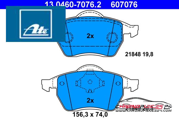 Achat de ATE 13.0460-7076.2 Kit de plaquettes de frein, frein à disque pas chères