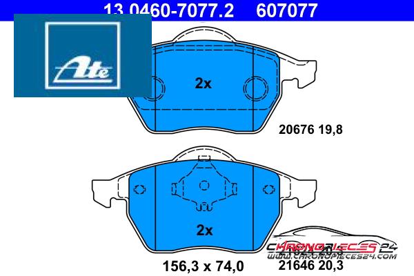 Achat de ATE 13.0460-7077.2 Kit de plaquettes de frein, frein à disque pas chères