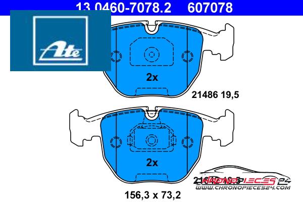 Achat de ATE 13.0460-7078.2 Kit de plaquettes de frein, frein à disque pas chères