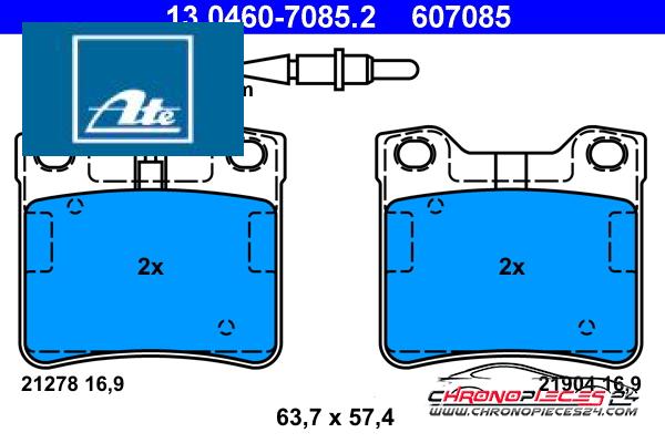 Achat de ATE 13.0460-7085.2 Kit de plaquettes de frein, frein à disque pas chères