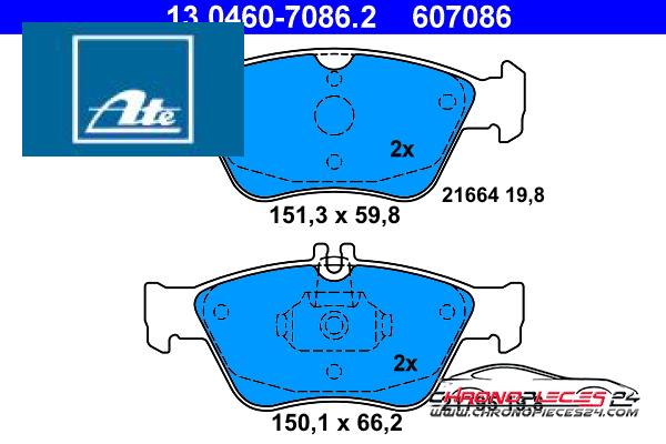 Achat de ATE 13.0460-7086.2 Kit de plaquettes de frein, frein à disque pas chères