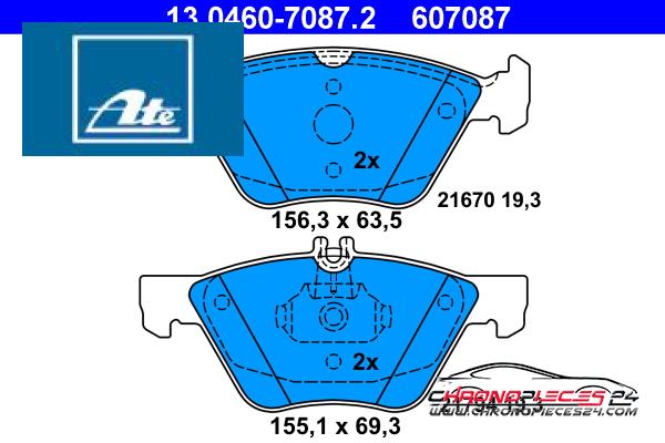 Achat de ATE 13.0460-7087.2 Kit de plaquettes de frein, frein à disque pas chères