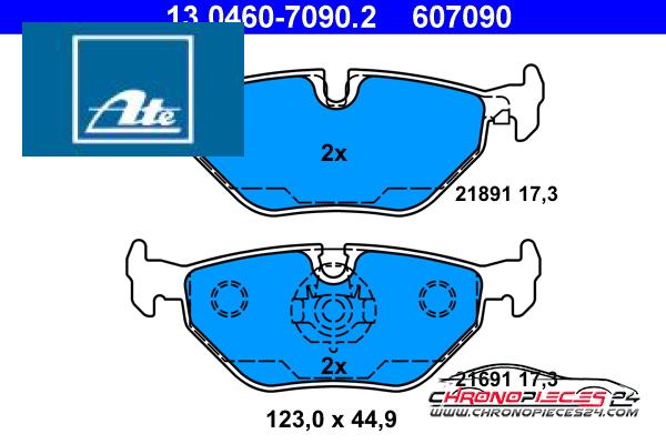 Achat de ATE 13.0460-7090.2 Kit de plaquettes de frein, frein à disque pas chères