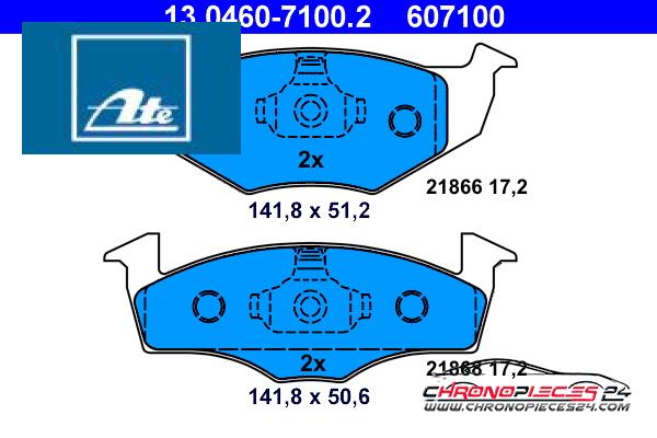 Achat de ATE 13.0460-7100.2 Kit de plaquettes de frein, frein à disque pas chères