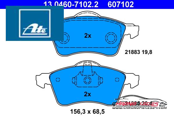 Achat de ATE 13.0460-7102.2 Kit de plaquettes de frein, frein à disque pas chères