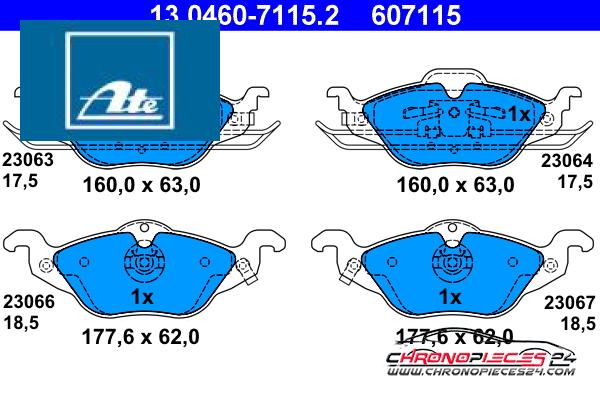 Achat de ATE 13.0460-7115.2 Kit de plaquettes de frein, frein à disque pas chères