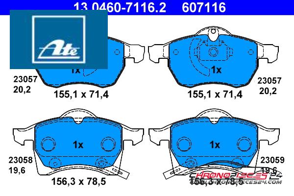 Achat de ATE 13.0460-7116.2 Kit de plaquettes de frein, frein à disque pas chères