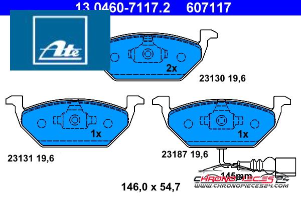 Achat de ATE 13.0460-7117.2 Kit de plaquettes de frein, frein à disque pas chères