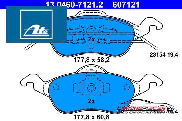 Achat de ATE 13.0460-7121.2 Kit de plaquettes de frein, frein à disque pas chères