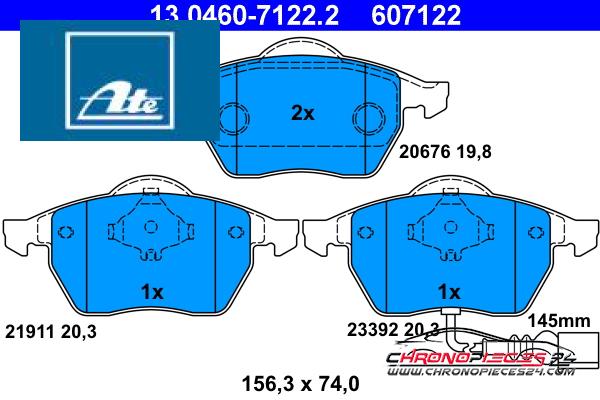 Achat de ATE 13.0460-7122.2 Kit de plaquettes de frein, frein à disque pas chères