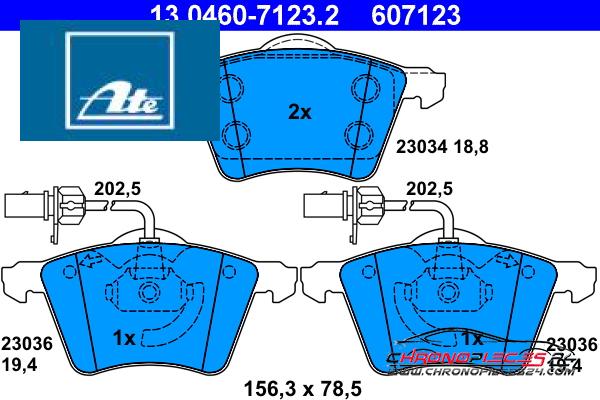 Achat de ATE 13.0460-7123.2 Kit de plaquettes de frein, frein à disque pas chères