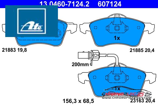 Achat de ATE 13.0460-7124.2 Kit de plaquettes de frein, frein à disque pas chères